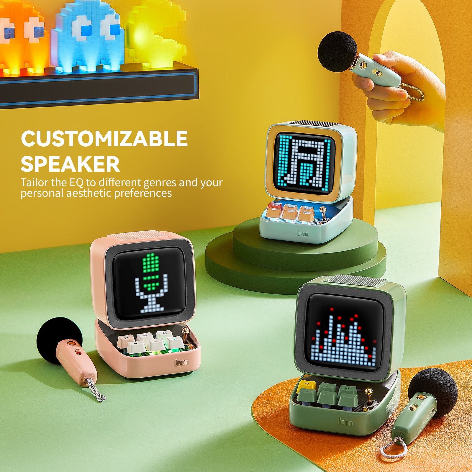 Ditoo-Mic Mini Karaoke Machine Pixel Art Bluetoothスピーカーを区別