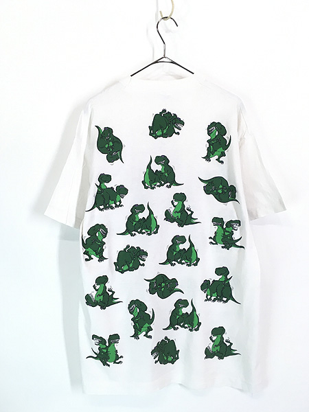 古着 90s USA製 JURASSEX 恐竜 人気 48手 エロ Tシャツ L 古着【30off