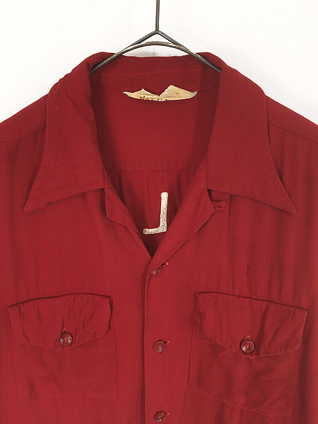 古着 40s NAT NAST 「ALLEY KATS」 豪華 チェーン ステッチ 長袖 開襟