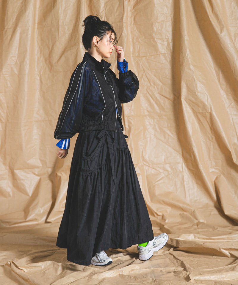 メール便】タフタ×メッシュダブルジップブルゾン – レディース