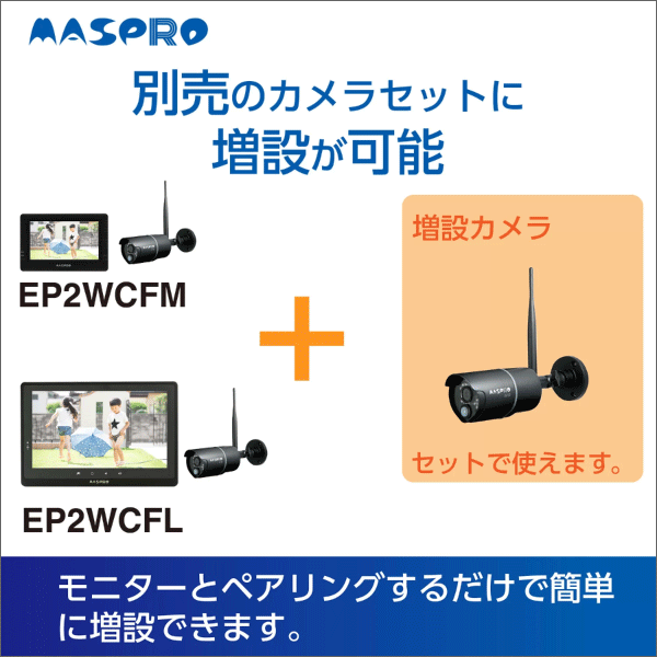 マスプロ電工】モニター&ワイヤレスHDカメラセット 増設用カメラ