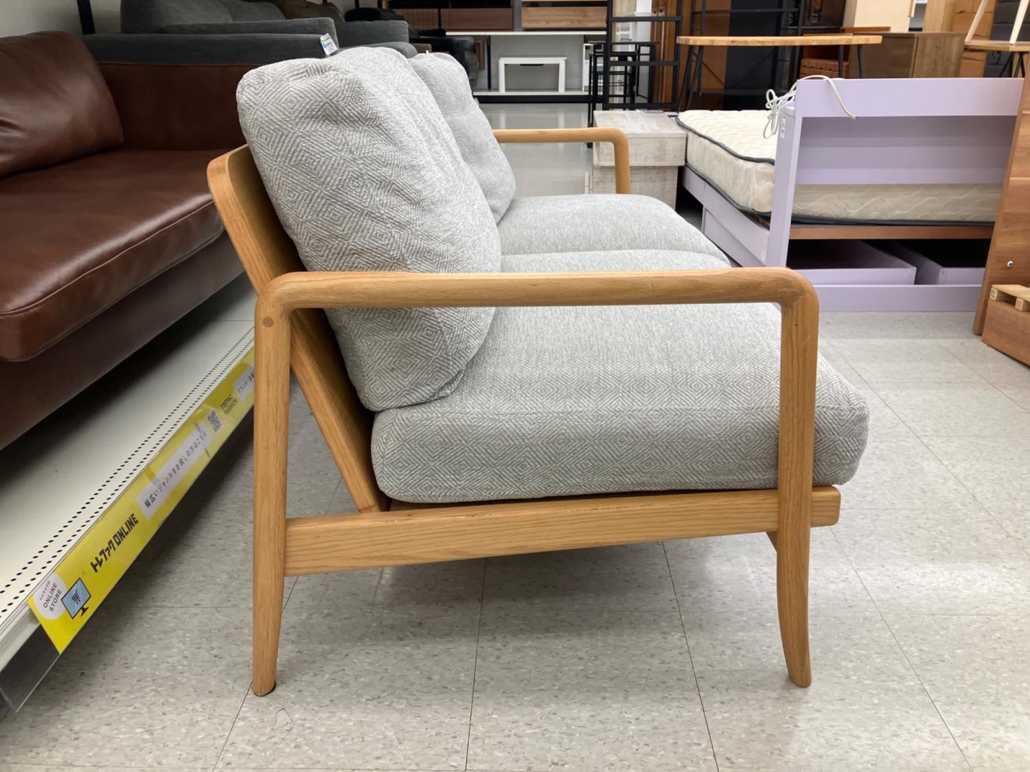 KEYUCA (ケユカ) 2.5人掛けソファー 幅:約150㎝ ナチュラル×グレー