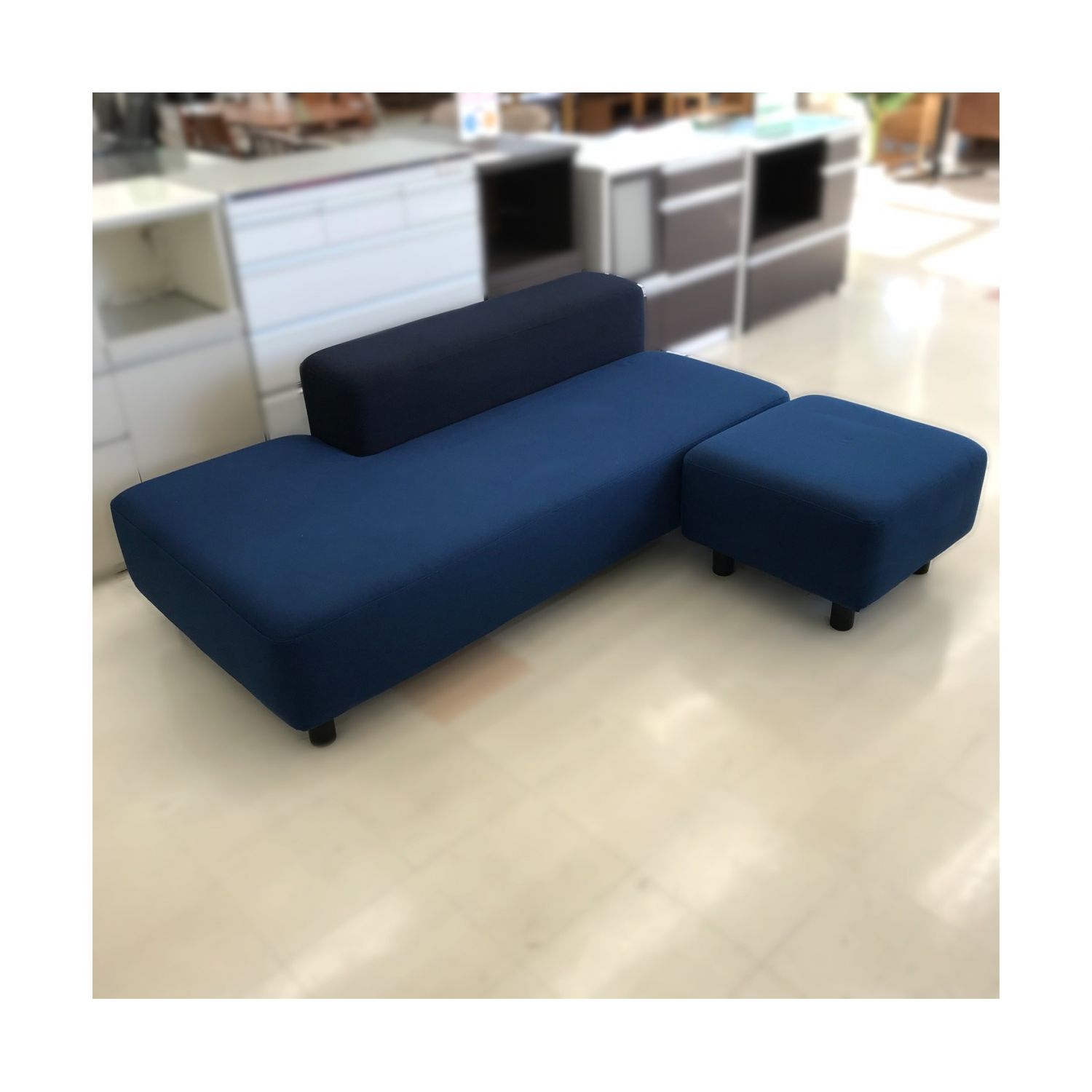 無印良品 (ムジルシリョウヒン) ソファベンチ ネイビー オットマン付