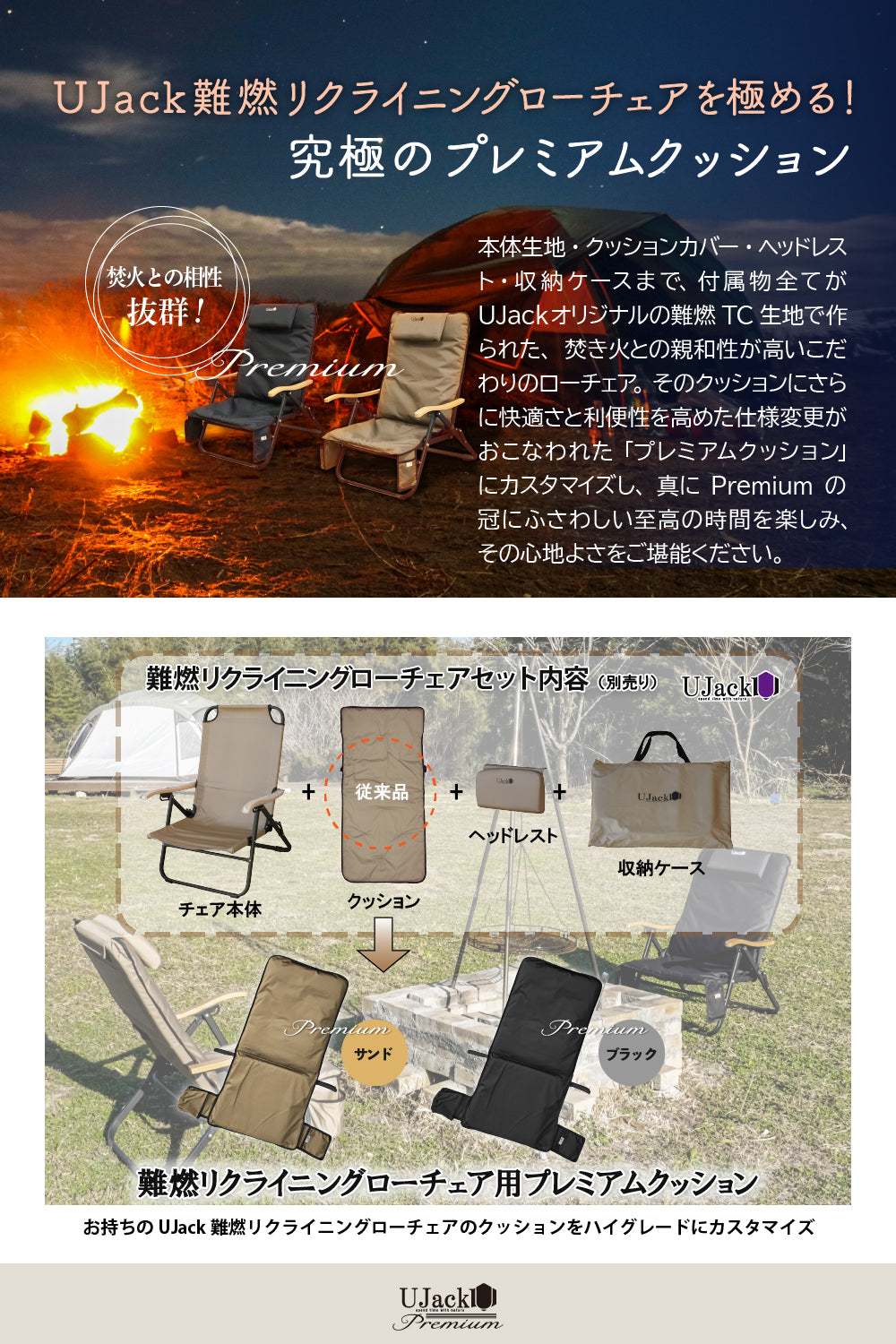 オプション品】難燃リクライニングローチェア専用プレミアムクッション