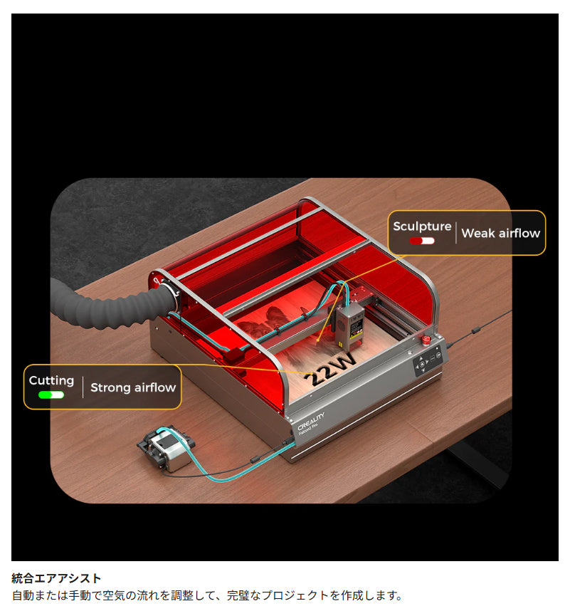 Creality Falcon2-Pro-40W レーザ彫刻機 40W 彫刻範囲 400x415mm AI