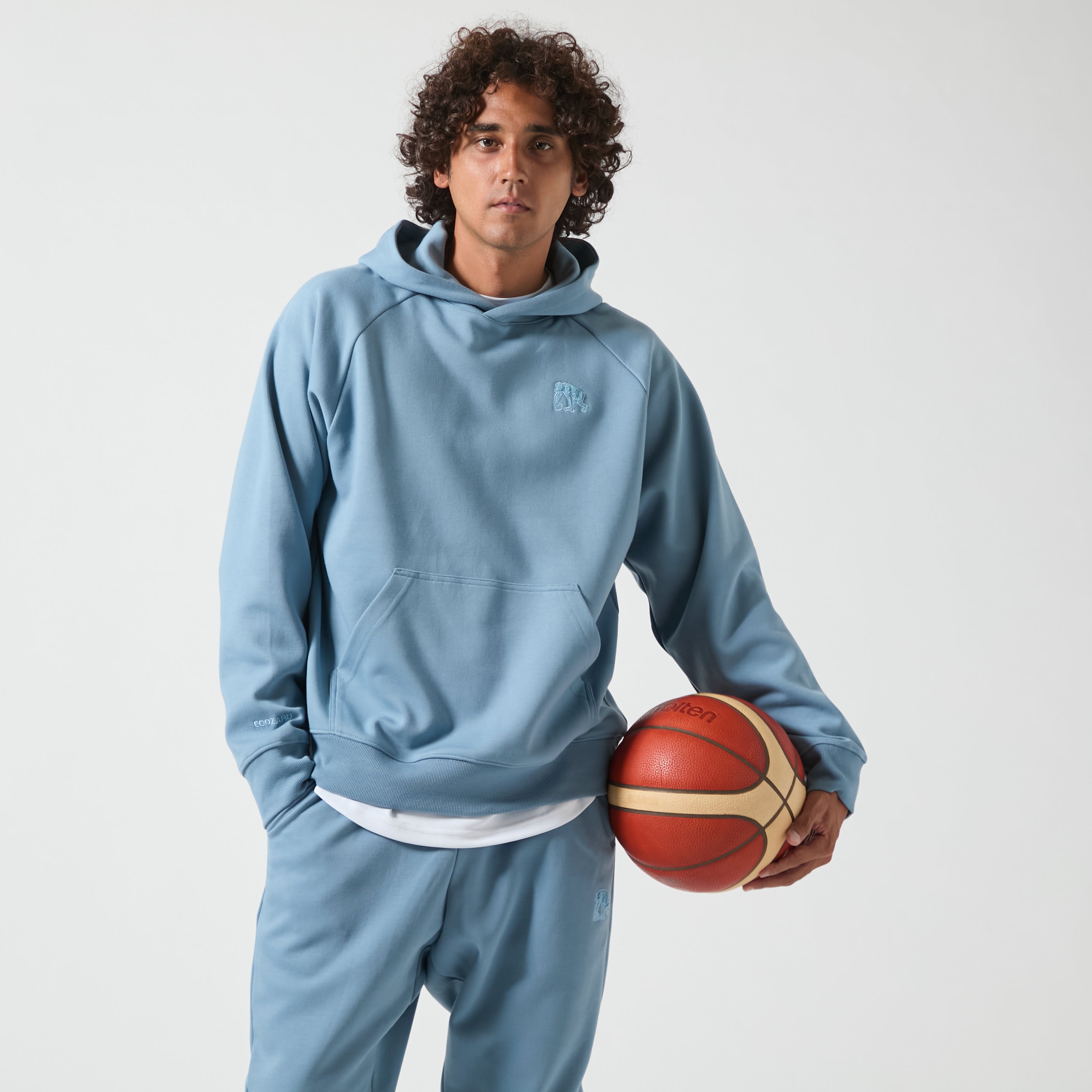 ダブルフェイス スウェット シェニールパッチ プルオーバーパーカ