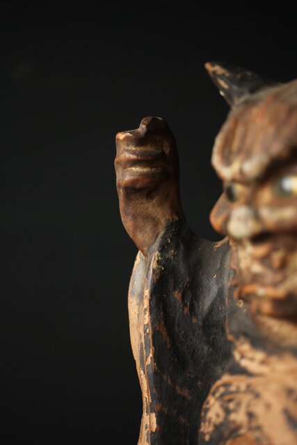 木彫玉眼 大津絵 鬼の寒念仏 X338｜骨董店 のびる 古美術 骨董 和風