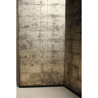 中型 銀屏風 六曲一隻 Z673｜骨董店 のびる 古美術 骨董 和風建具 蔵戸