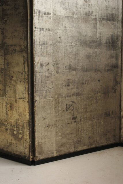 中型 銀屏風 六曲一隻 Z673｜骨董店 のびる 古美術 骨董 和風建具 蔵戸