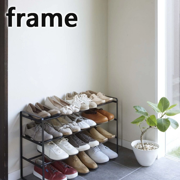 frame】伸縮シューズラック フレーム 3段 ブラック: 周辺小物 | ALMOTT
