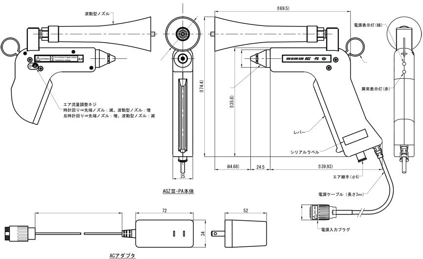 ガン型 イオンブローガン （波動ノズル搭載型）AGZⅢ-PA – ESD対策