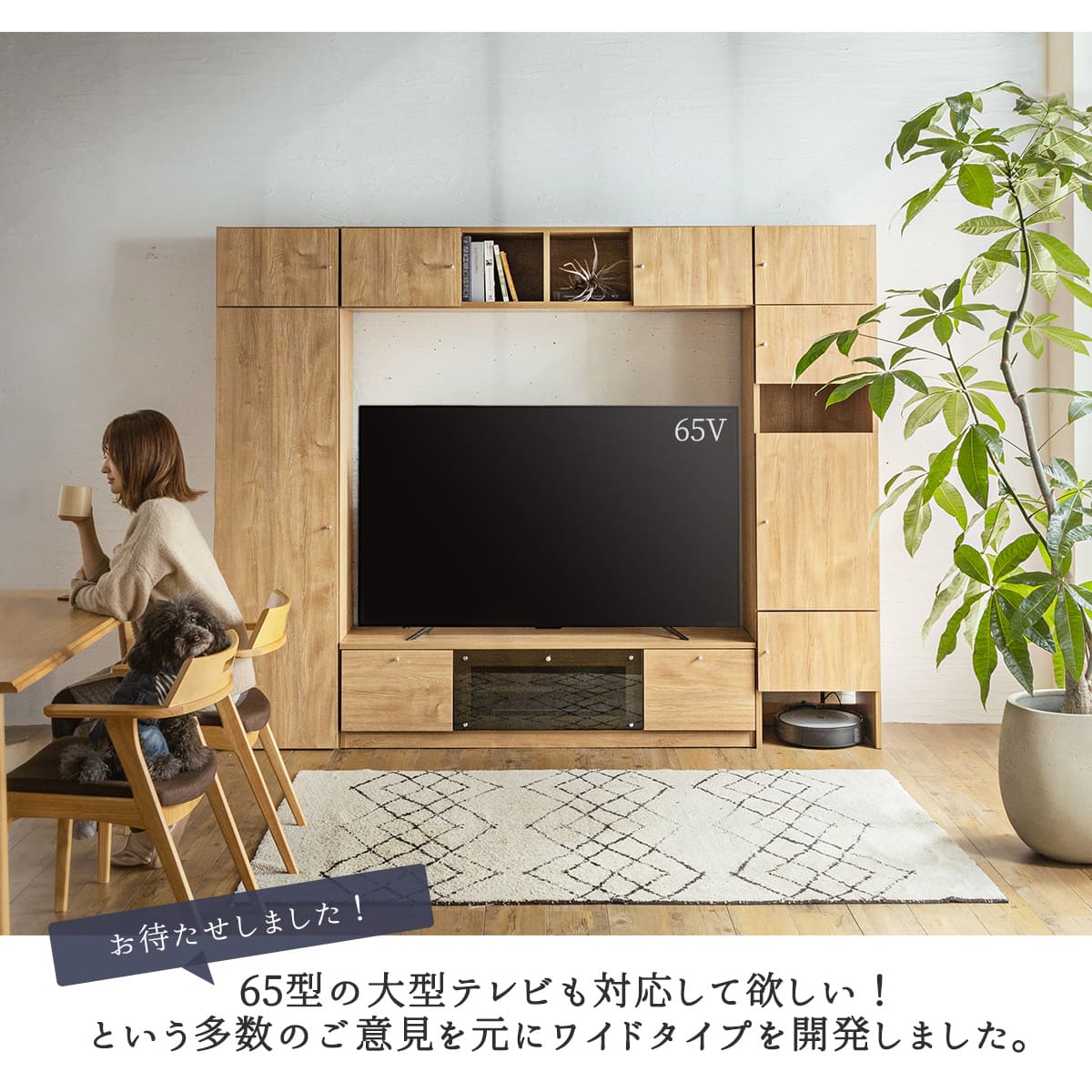 F01047_テレビボード 国産 日本製 ハイタイプ 収納 ゴミ箱 ダイソン