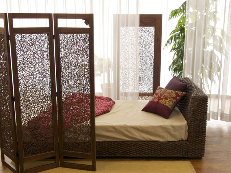 ACP333KA チーク無垢材×ラタン パーティション 3連 | 【SR-net