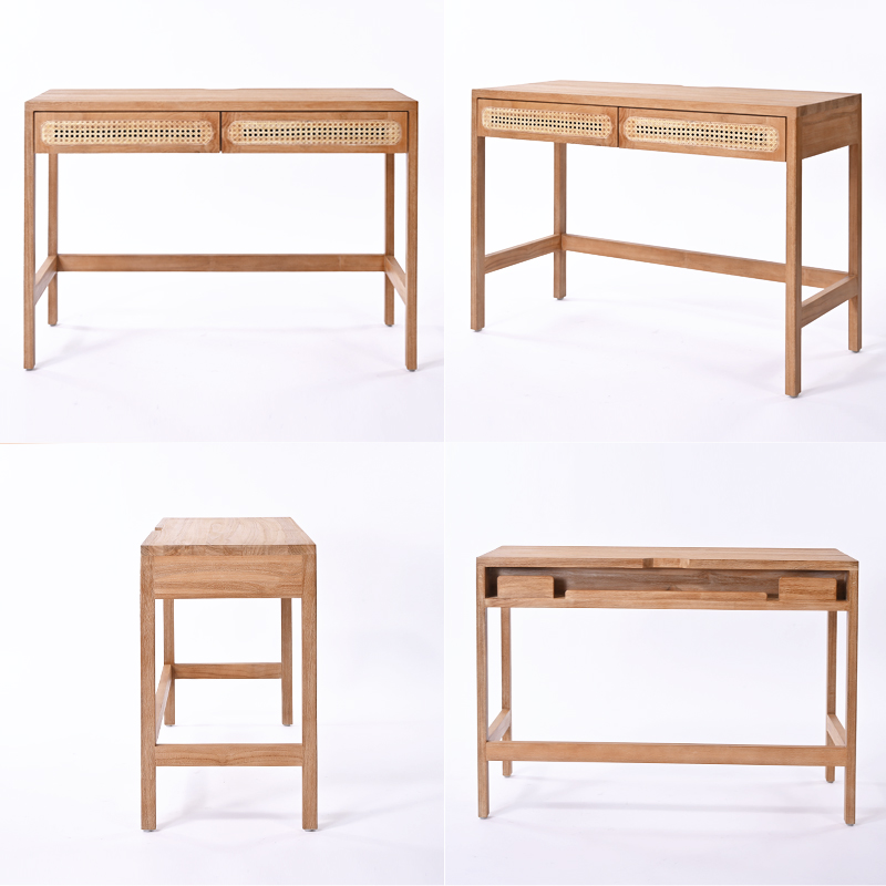 T488XP ラタン×チーク無垢材 KAGOME コンソールデスク 100cm幅 | 【SR