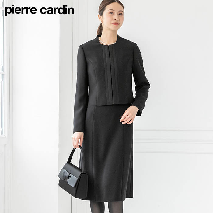 サテントリミングが美しいアンサンブル 9号・ブラック｜東京ソワール