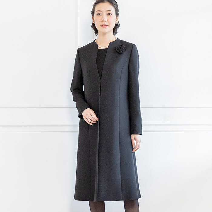 ロングジャケットのアンサンブル 15号・ブラック｜東京ソワール