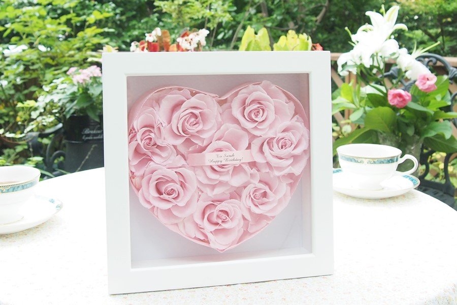 メッセージハートフレーム ピンク プリザーブドフラワーギフト・花の