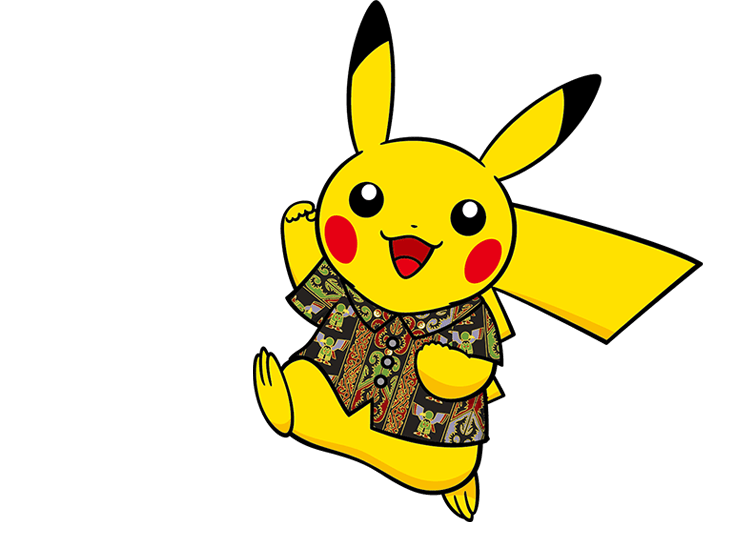 Pikachu wearing a batik shirt