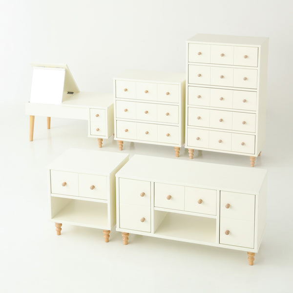 ラーナ ナイトテーブル 2 ホワイト×ナチュラル（W417×H466