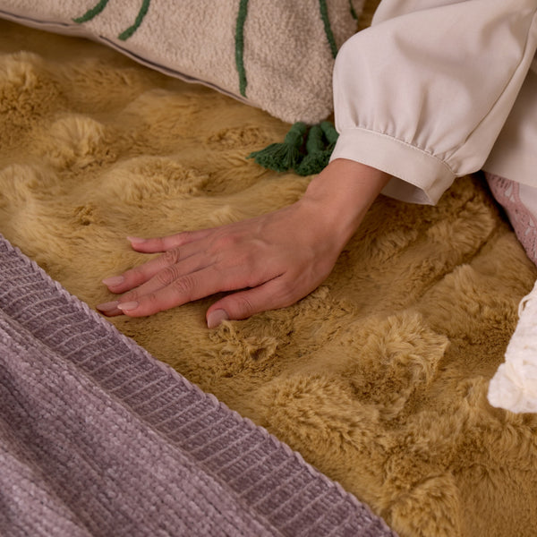 WARMY ポコモコファー 掛け布団カバー シングル イエロー | Francfranc