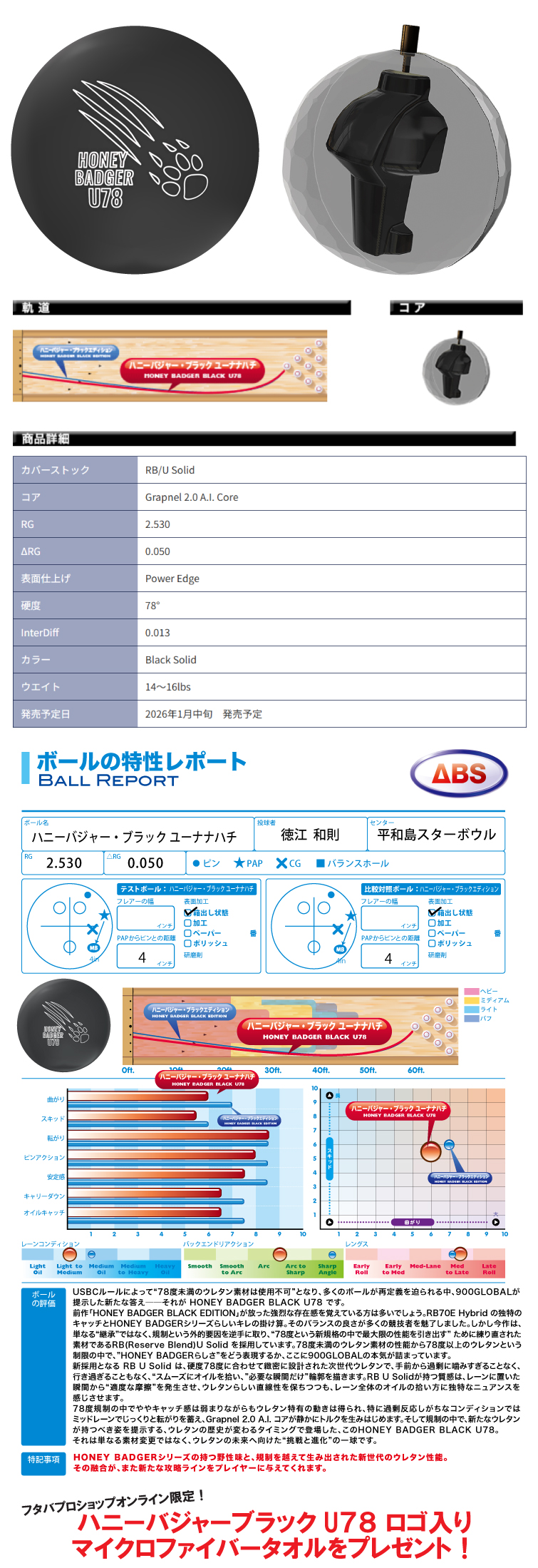 ☆購入特典あり☆【ボウリングボール ABS 900グローバル 900GLOBAL