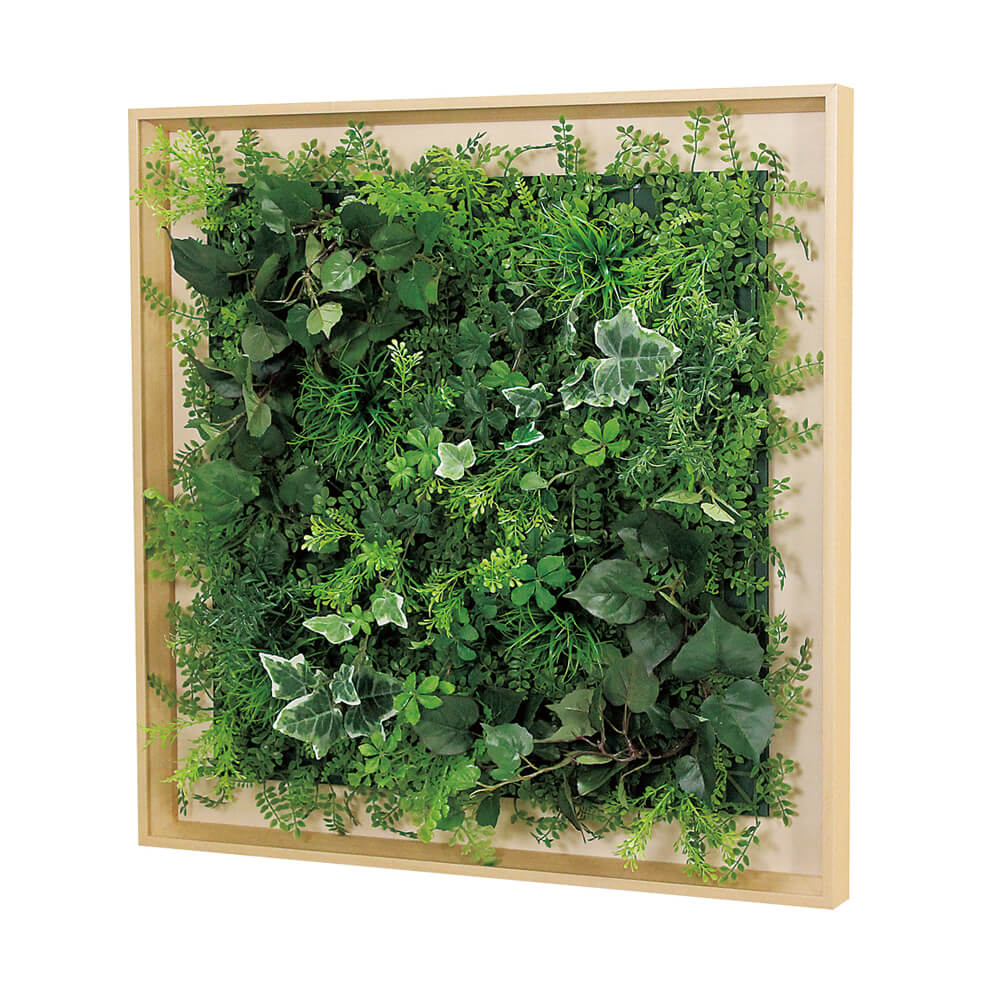 グリーンミックスリーフ 幅60×高さ60cm 木目フレーム ナチュラル