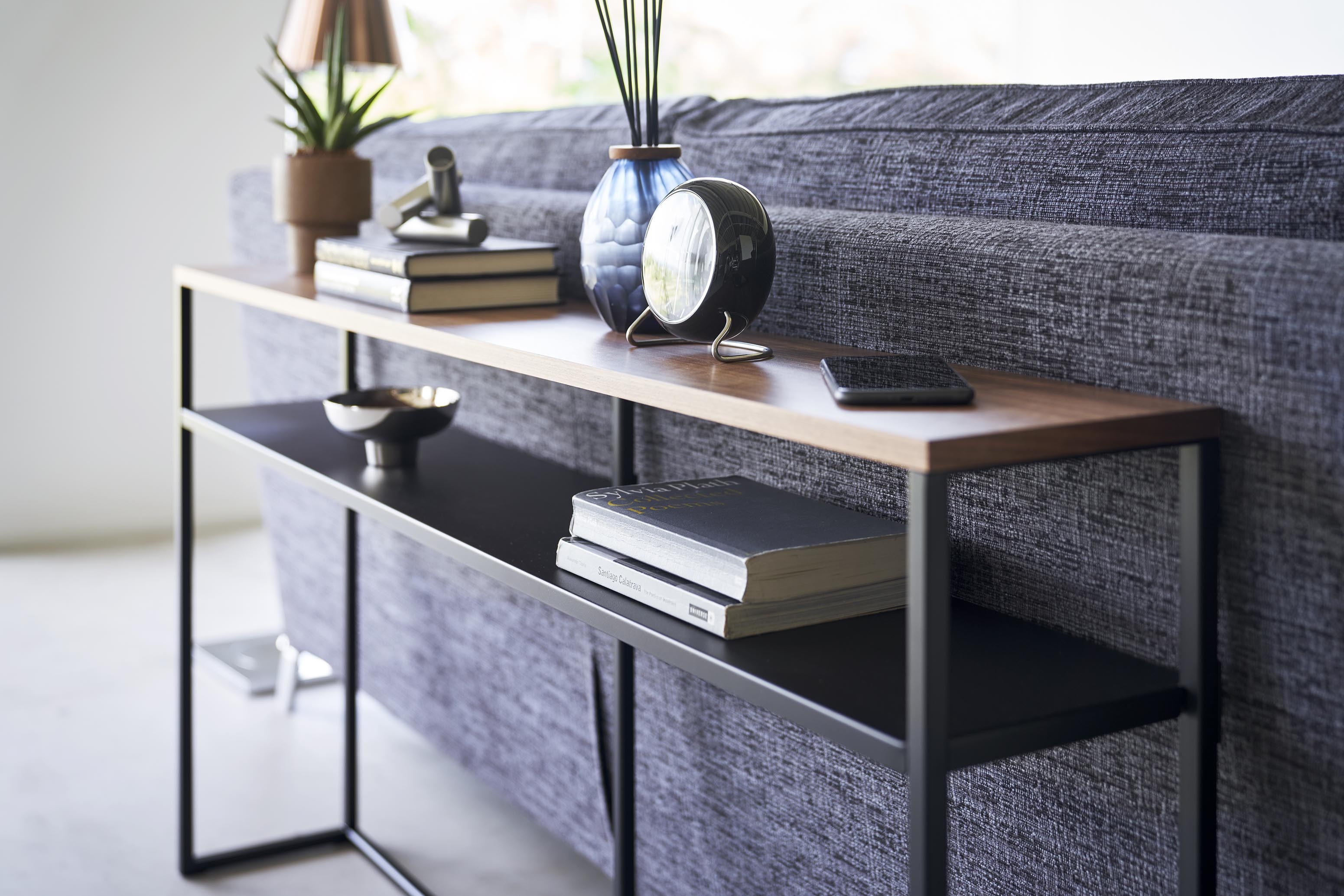 ソファー裏コンソールテーブル タワー 棚付き ブラック | Giftpad egift