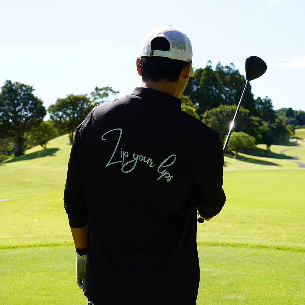 ゴルフフリークス】Zip your lips back logo polo shirts(ジップユア