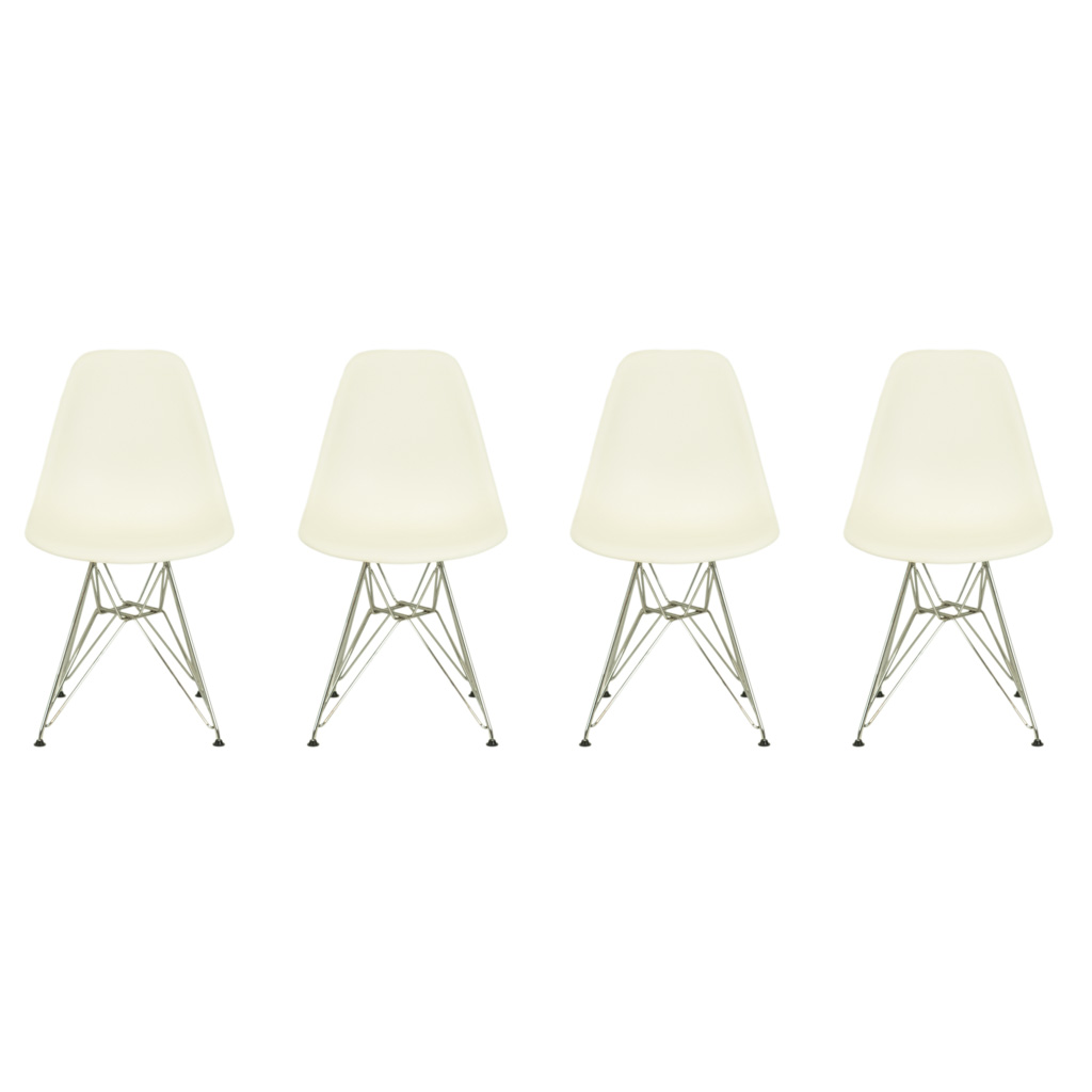 Set of 4 EAMES Molded Plastic Side Chair with Eiffel Base