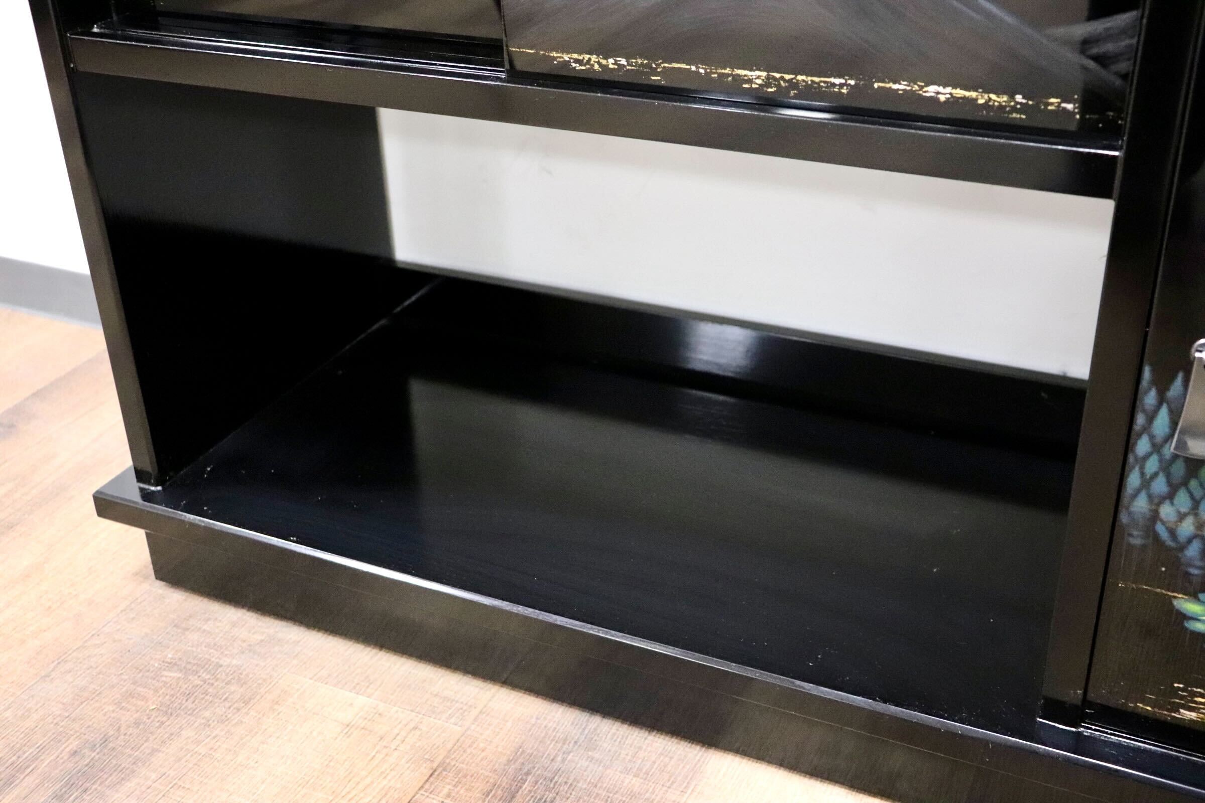 GMGF121○モリシゲ / MORISHIGE 有明 彫漆 飾り棚 茶棚 違い棚 和家具