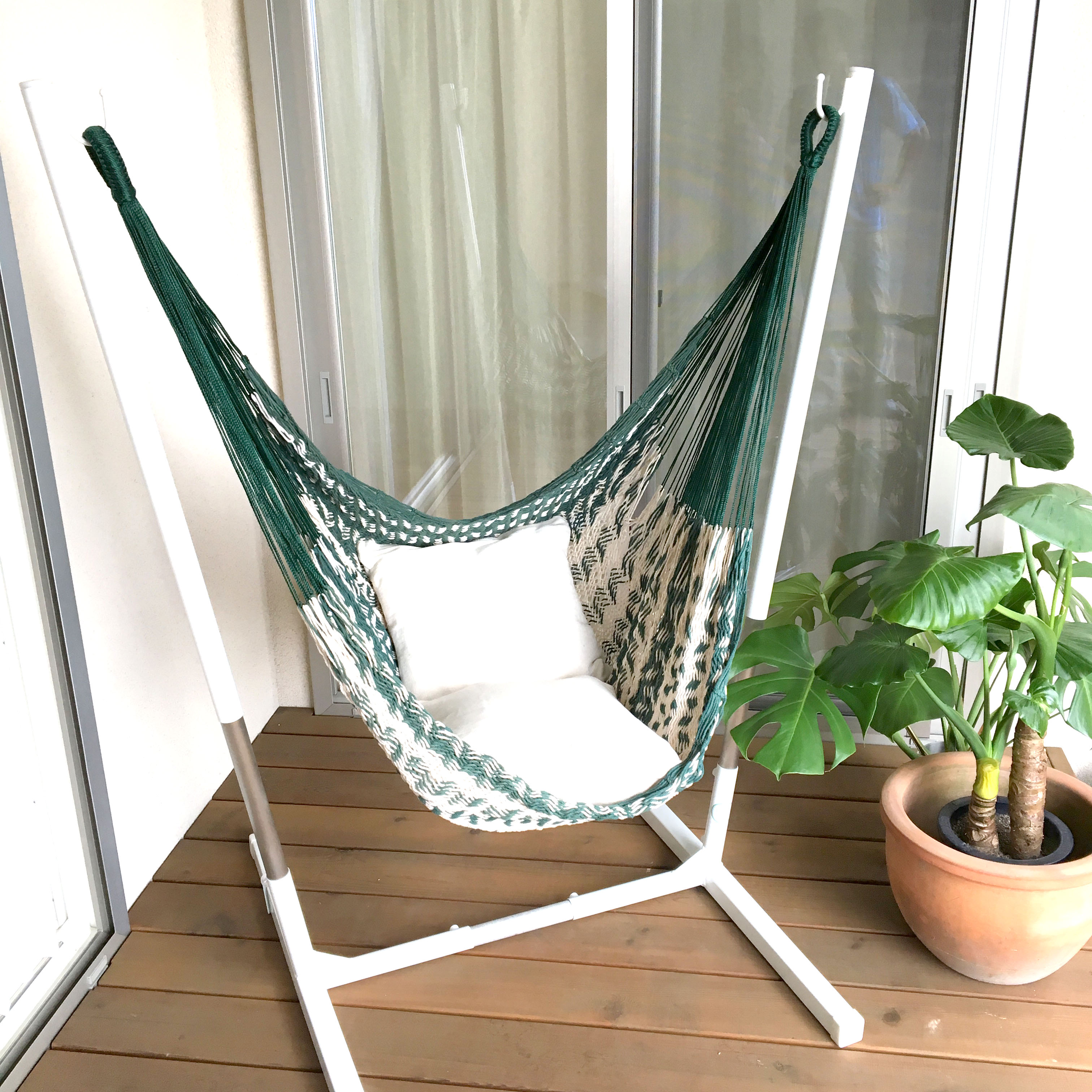 メキシカンチェアハンモック（ネット）ラージ 「ブルー＆ベージュ