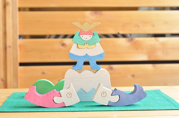 五月人形 遊プラン・小黒三郎 富士山の上の兜童子 木のおもちゃHANA