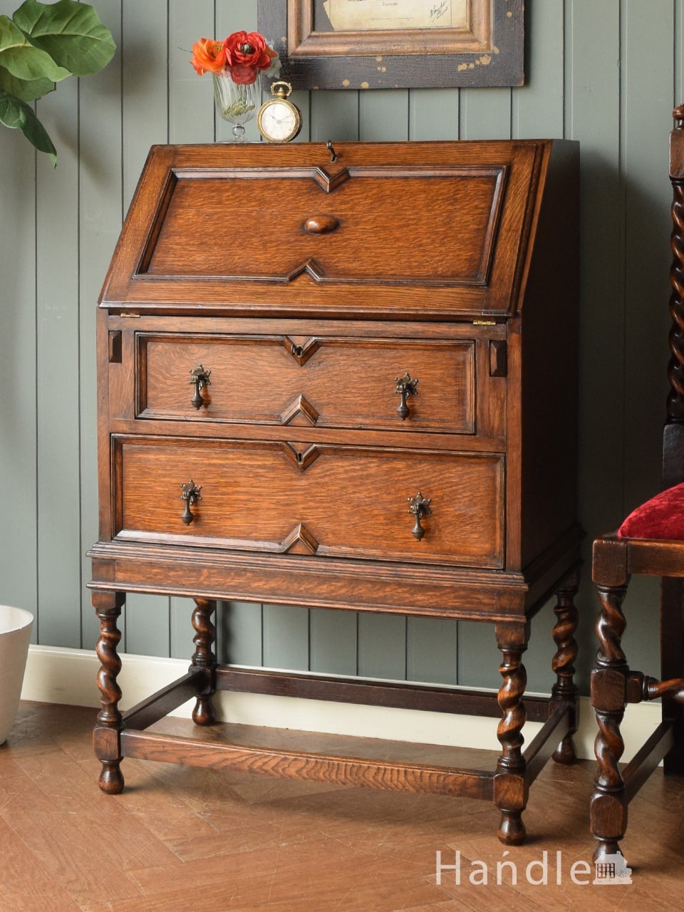 ヴィンテージの北欧インテリア、チーク材のビューロー（デスク）(k-994