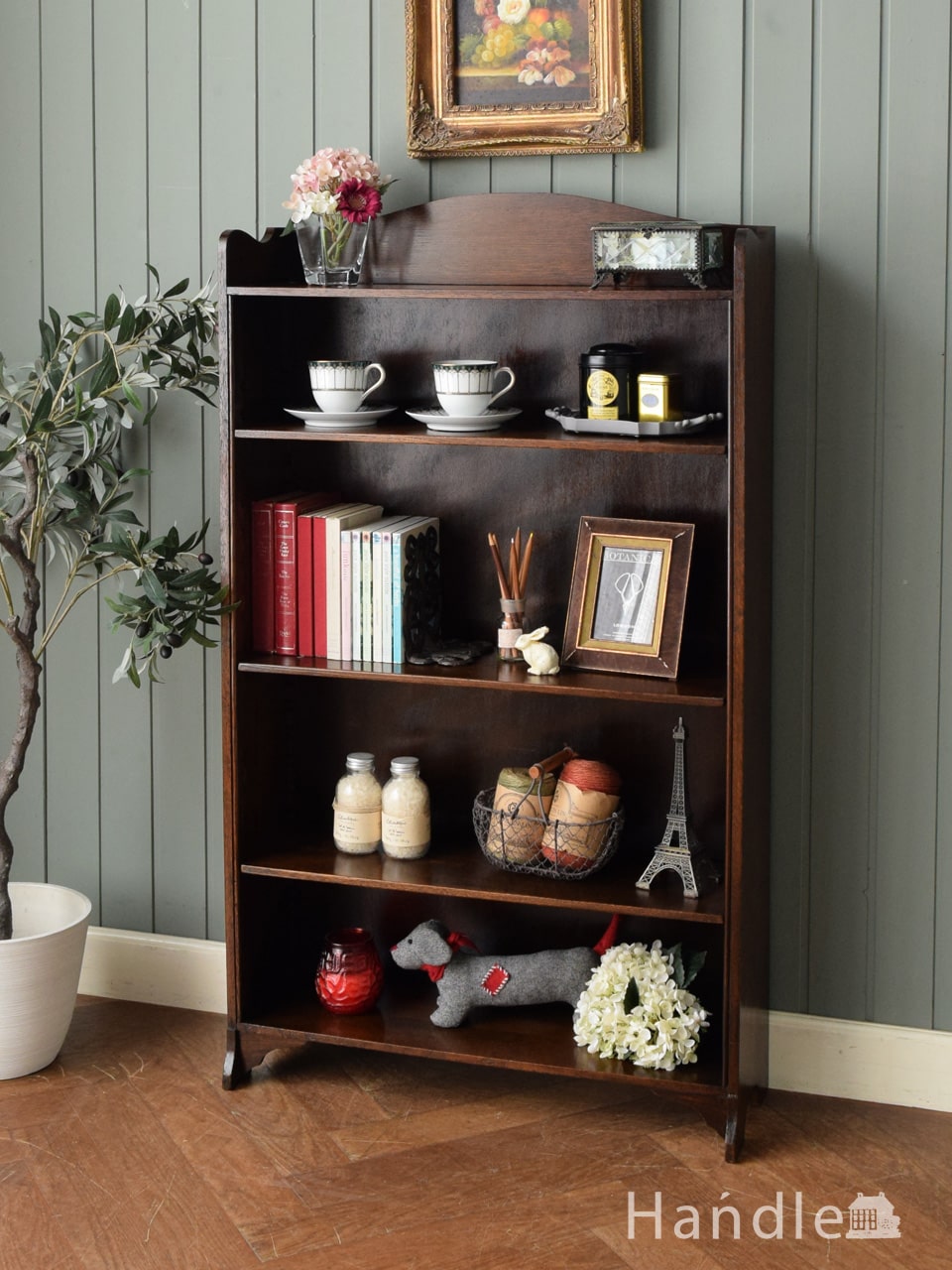 英国 アンティーク 家具 ブックシェルフ ブックケース 本棚 飾り棚 6705d