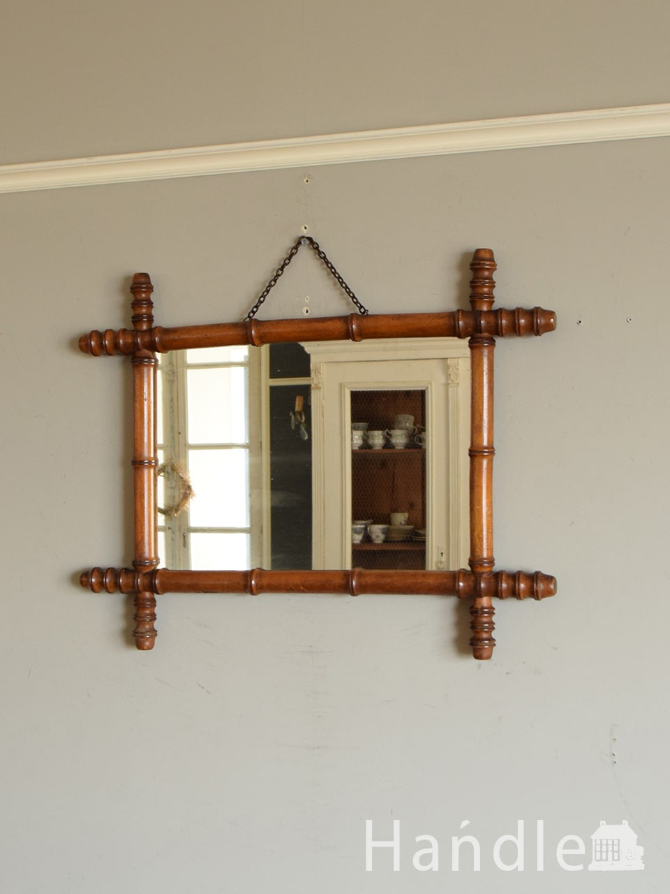 フランスで見つけたおしゃれな鏡、バンブーデザインのアンティーク