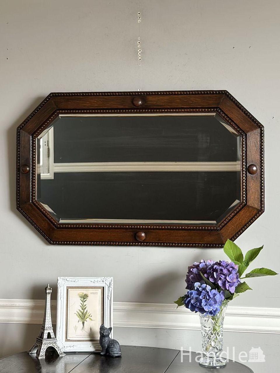 フランスのアンティークの壁掛け鏡、可愛いアンティークの