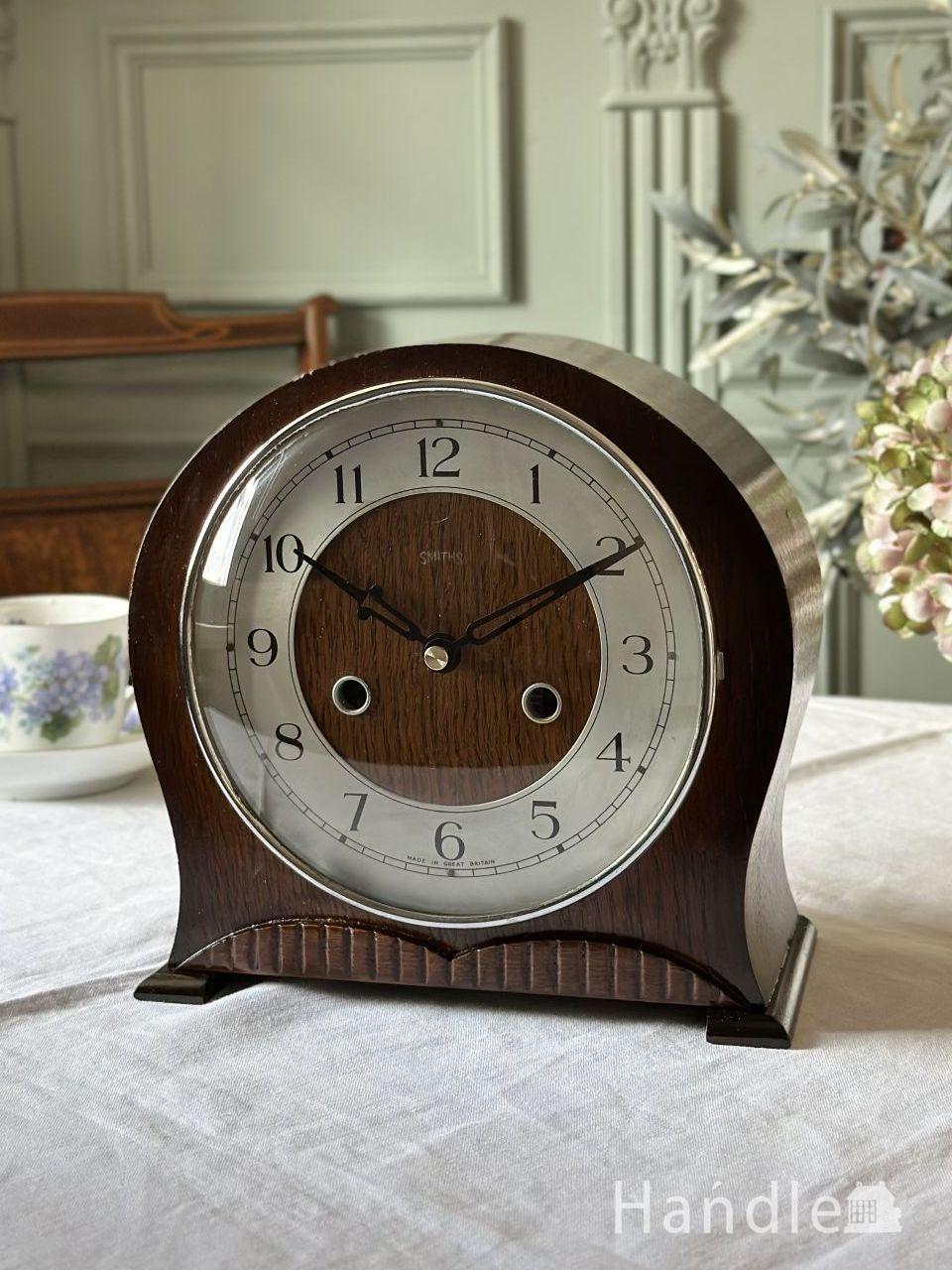 イギリスから届いたアンティークの置時計、SMITH社のカッコいい木製