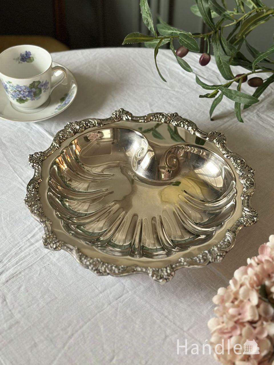 英国で見つけた銀雑貨、アンティークシルバーのサルヴァ（銀盆）(m