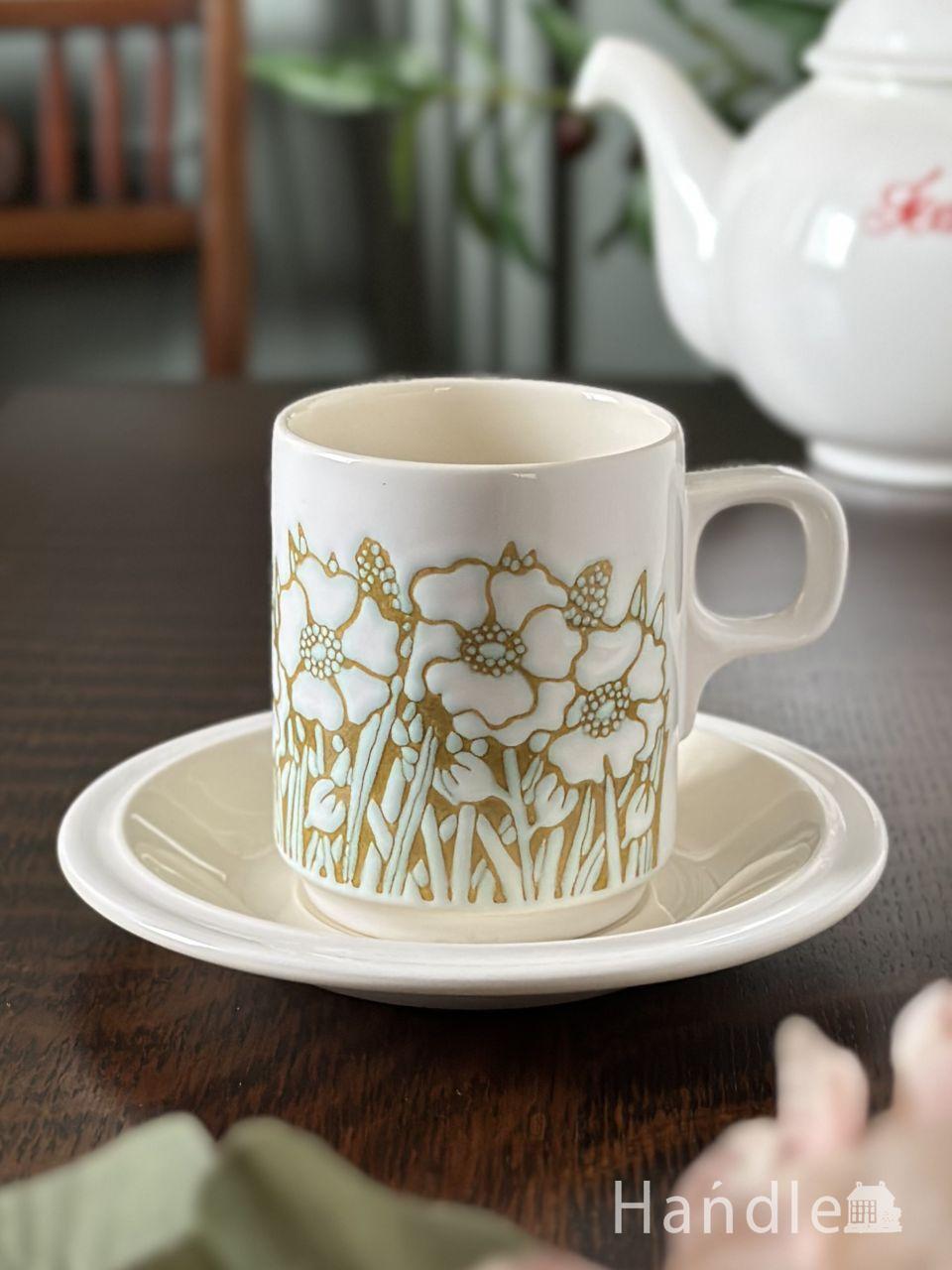 ウェッジウッドのハサウェイローズ、アンティークのカップ＆ソーサー