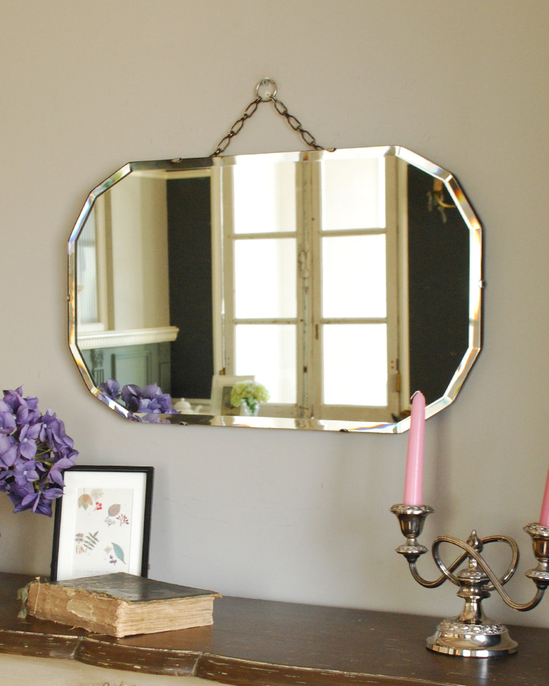 フランスアンティーク ウォールミラー 壁掛け鏡 ブラス製フレーム