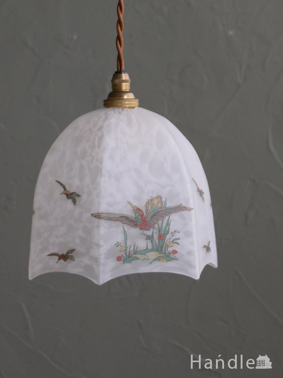イギリスのアンティーク照明、シノワズリ模様のペンダントライト