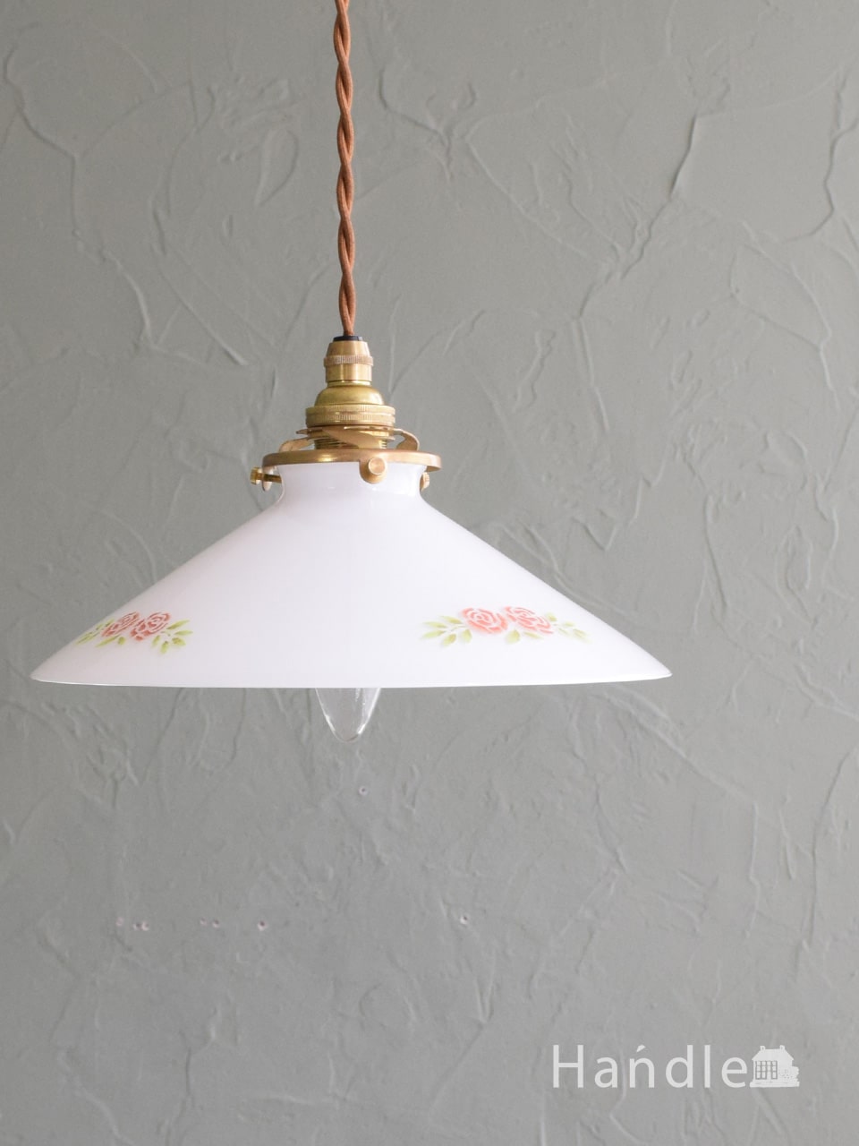 おしゃれなガラスペンダントライト、ピンクのバラ模様の照明器具