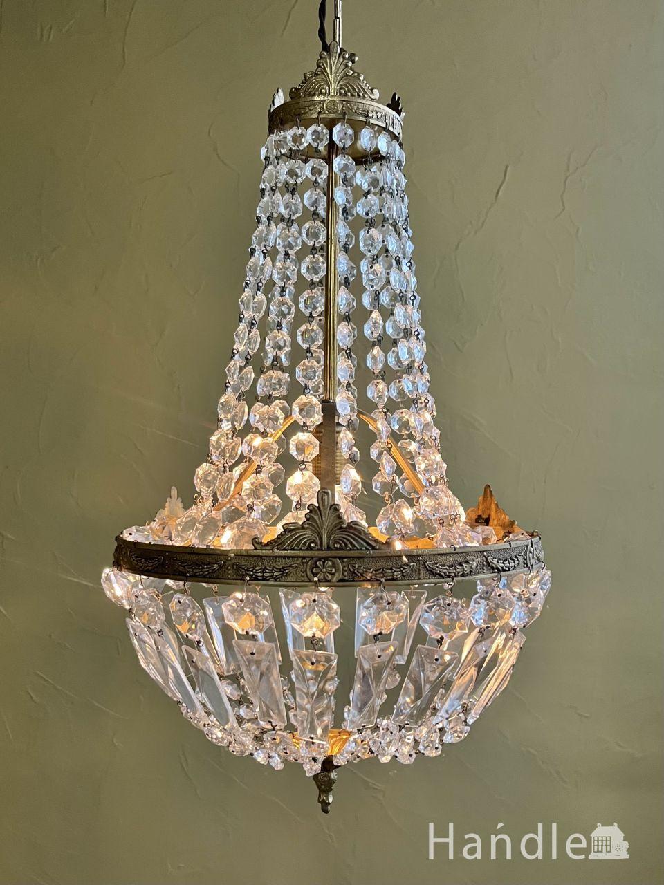 フランスから到着した優雅な美しいアンティークシャンデリア(1灯)(E26