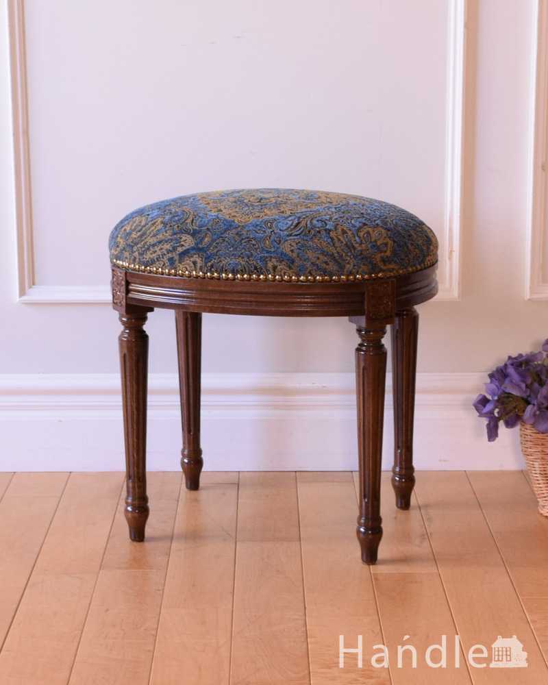 お花の彫りが可愛いアンティーク風スツール(y-180-c)｜アンティーク風