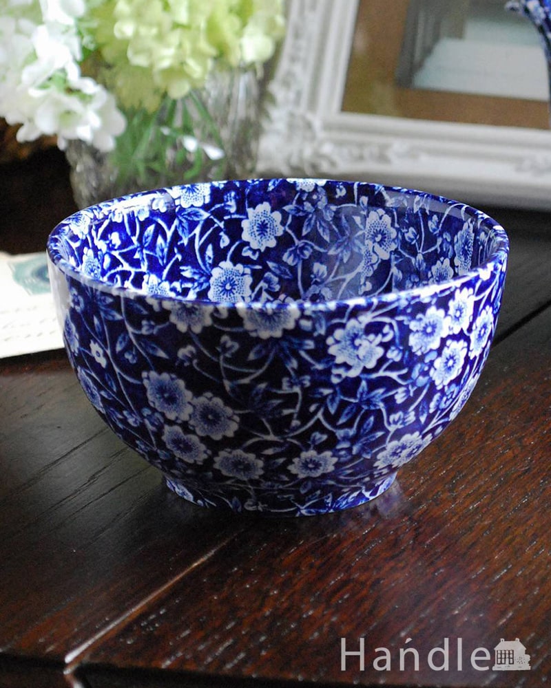 英国輸入雑貨 バーレイ社のシュガーボウルL(ブルーキャリコ)(n1-239