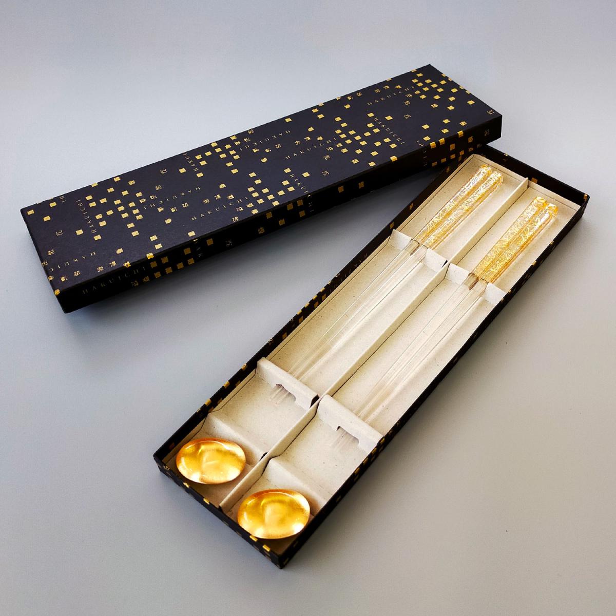 箔一 hakuichi 金箔 金沢箔 金沢 工芸品 箸・箸置きセット クリア箸