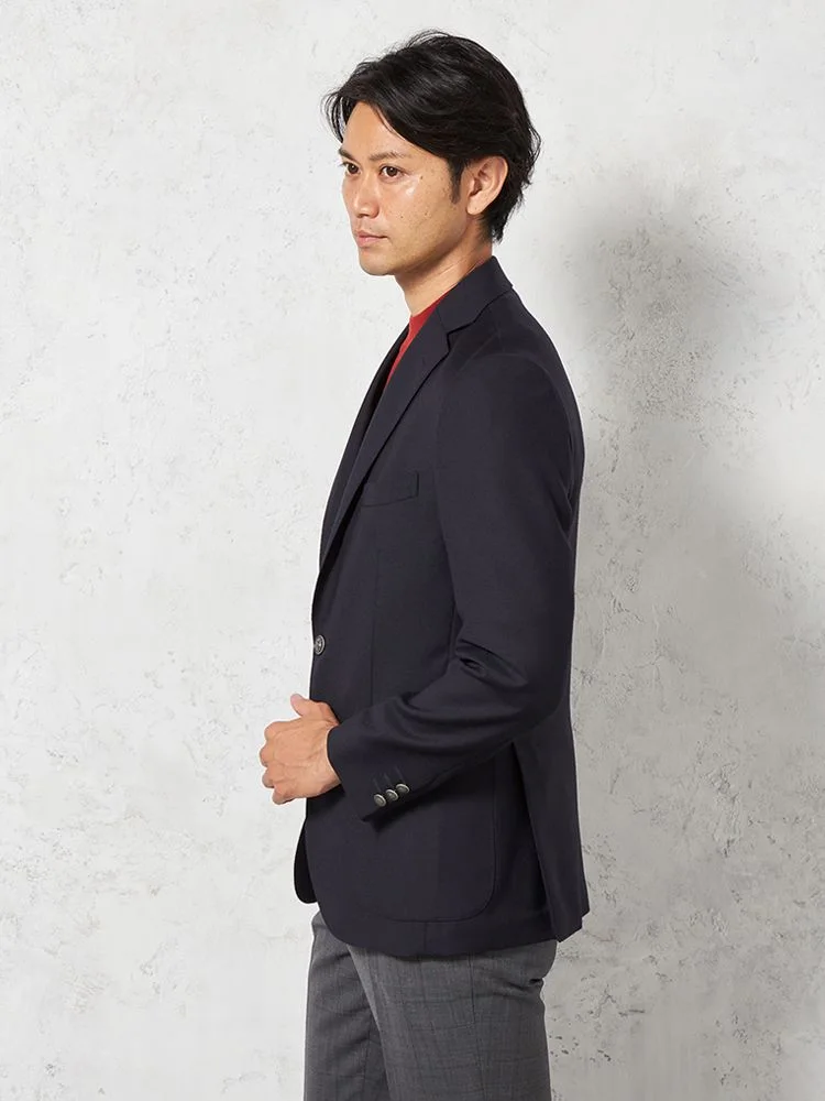 ウール100％】シングル 紺ブレザー 2つボタン ジャケット 【イタリア