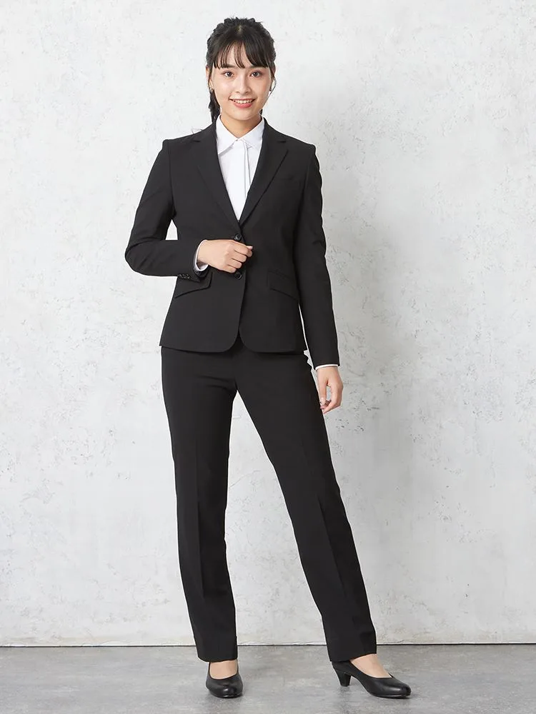 ウォッシャブル】パンツ ストレート ストレッチ 黒無地 S＆M Knights