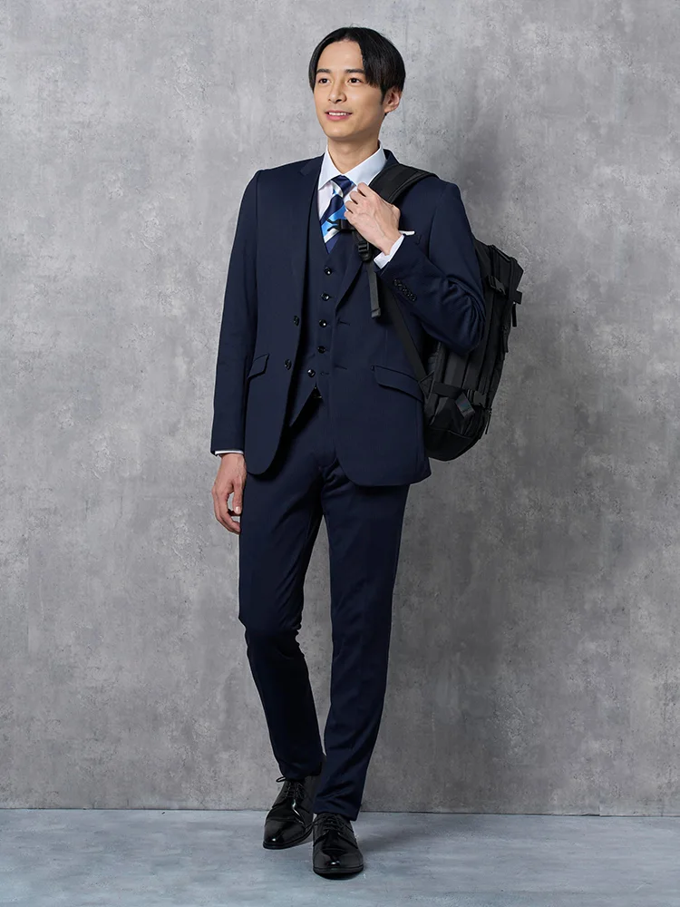 上下ウォッシャブル】スリーピーススーツ 2つボタン 脚長シルエット