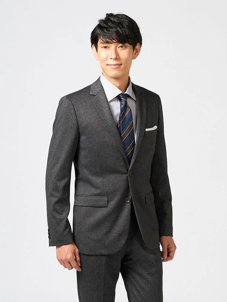 C．グレー 【Cassette Cross】スーツ 2つボタン 上下ウォッシャブル